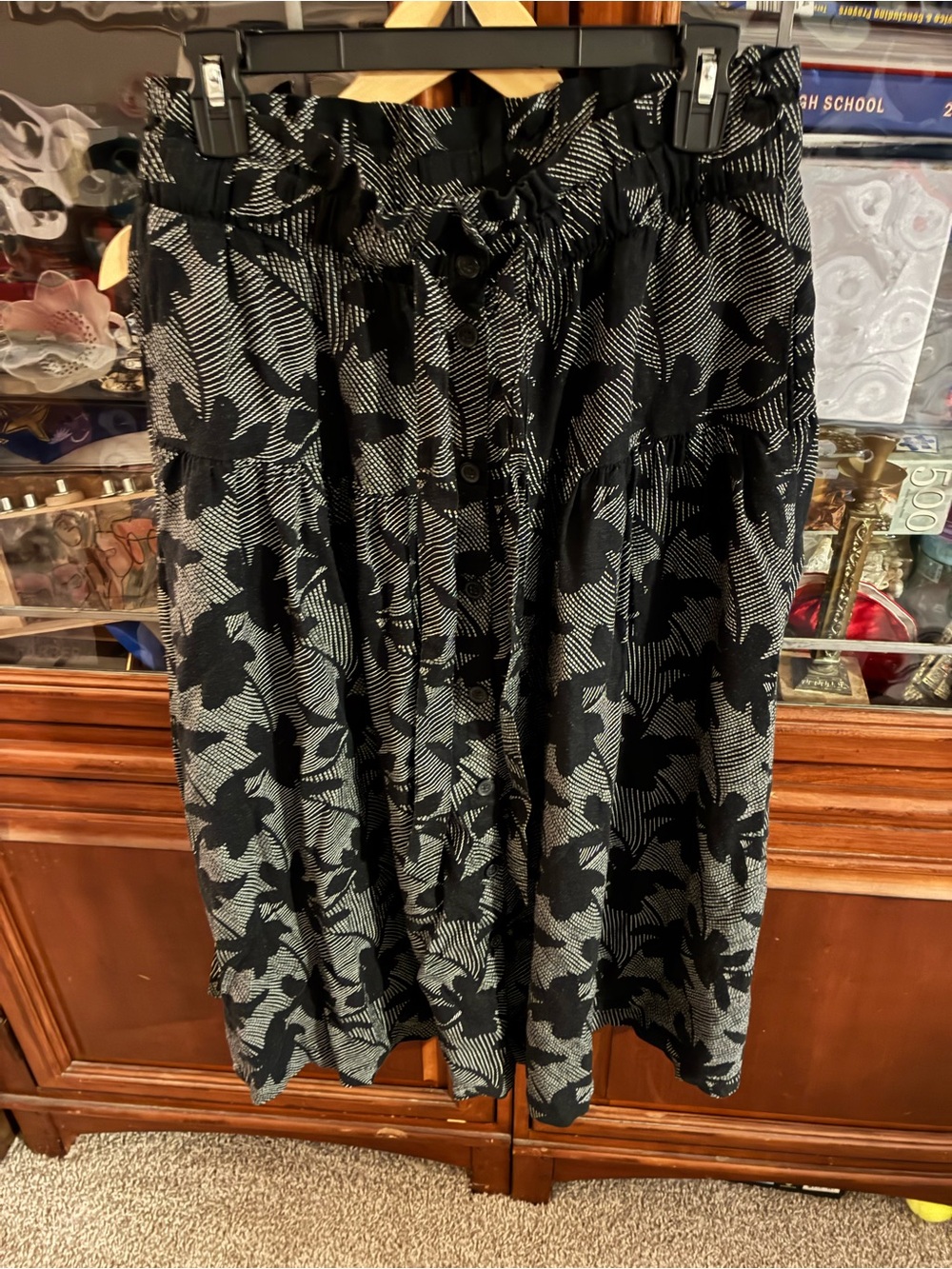 Universal Standard M Black Floral Midi Skirt - Women